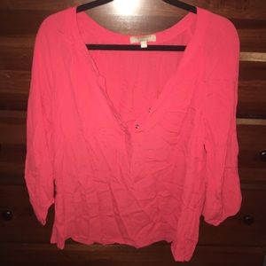 Hot reddish pink 3/4 sleeve dress shirt